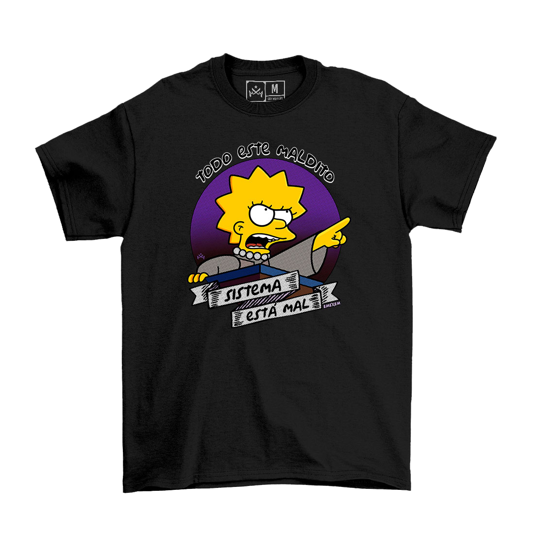 Remera Lisa Simpon Maldito Sistema - Frente y Espalda